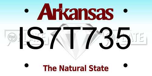 IS7T735 Arkansas License Plate