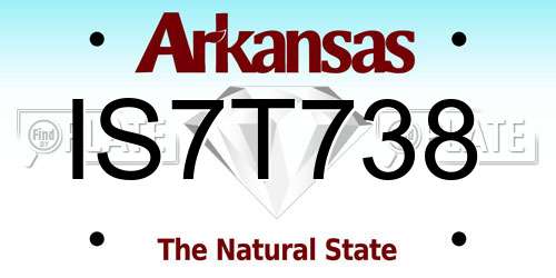 IS7T738 Arkansas License Plate