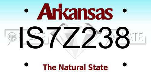 IS7Z238 Arkansas License Plate