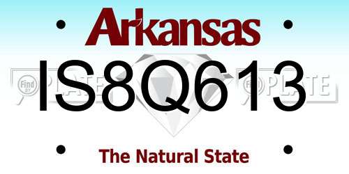 IS8Q613 Arkansas License Plate