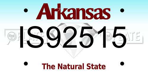 IS92515 Arkansas License Plate