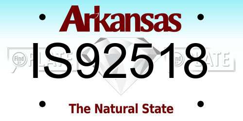 IS92518 Arkansas License Plate