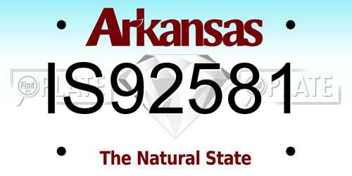 IS92581 Arkansas License Plate