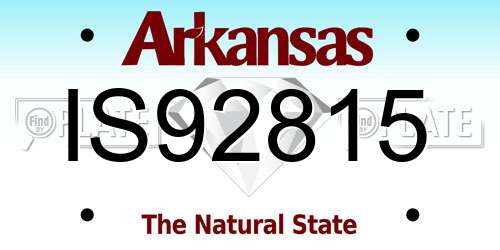 IS92815 Arkansas License Plate