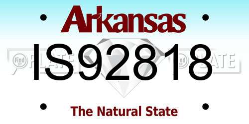 IS92818 Arkansas License Plate