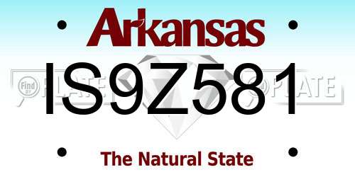 IS9Z581 Arkansas License Plate