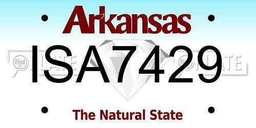 ISA7429 Arkansas License Plate