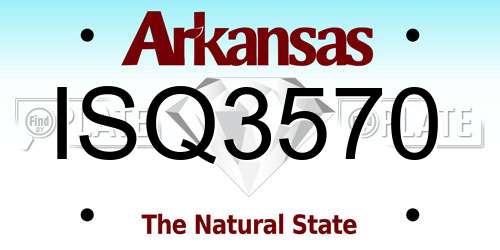 ISQ3570 Arkansas License Plate