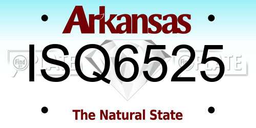 ISQ6525 Arkansas License Plate