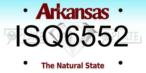 ISQ6552 Arkansas License Plate