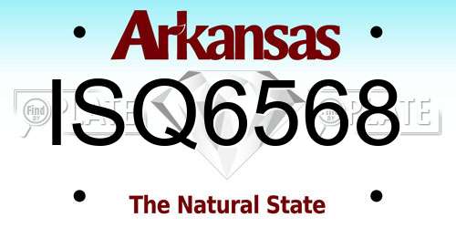 ISQ6568 Arkansas License Plate