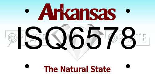 ISQ6578 Arkansas License Plate