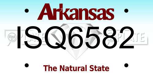 ISQ6582 Arkansas License Plate