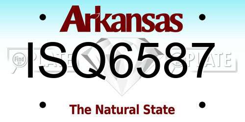 ISQ6587 Arkansas License Plate