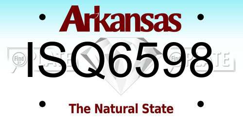 ISQ6598 Arkansas License Plate