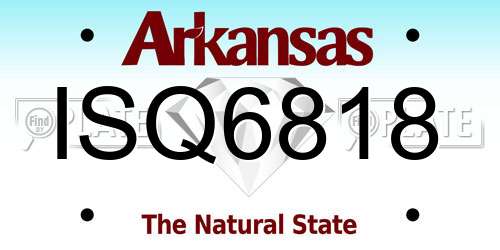 ISQ6818 Arkansas License Plate
