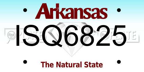 ISQ6825 Arkansas License Plate