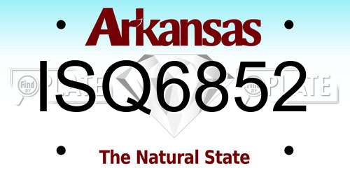 ISQ6852 Arkansas License Plate