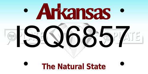 ISQ6857 Arkansas License Plate