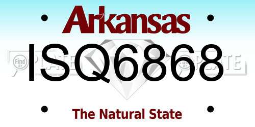 ISQ6868 Arkansas License Plate