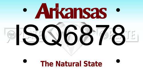 ISQ6878 Arkansas License Plate