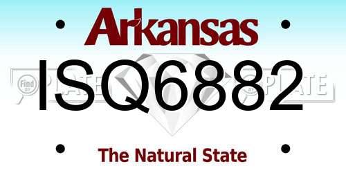 ISQ6882 Arkansas License Plate