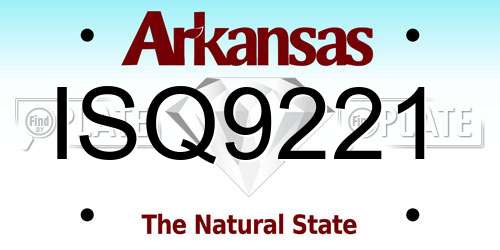 ISQ9221 Arkansas License Plate