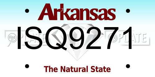 ISQ9271 Arkansas License Plate