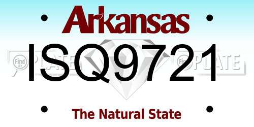 ISQ9721 Arkansas License Plate