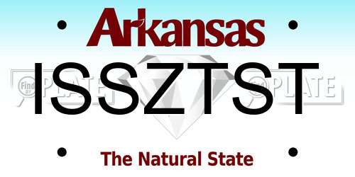 ISSZTST Arkansas License Plate