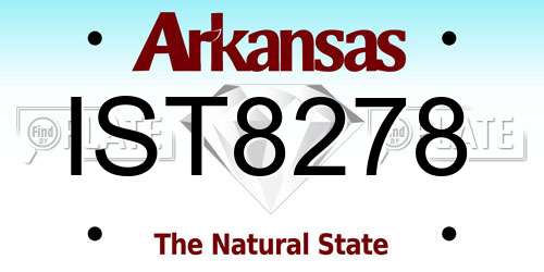 IST8278 Arkansas License Plate