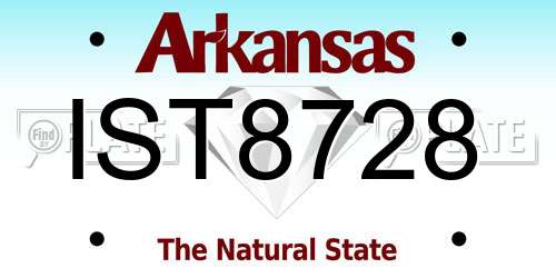 IST8728 Arkansas License Plate