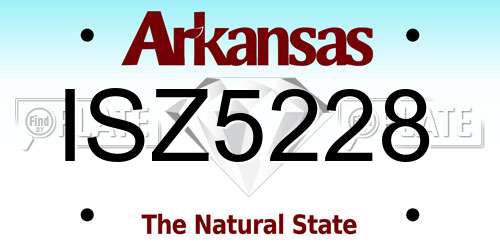 ISZ5228 Arkansas License Plate