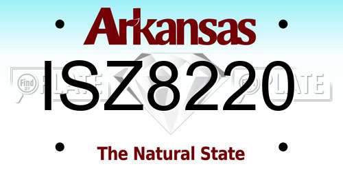 ISZ8220 Arkansas License Plate