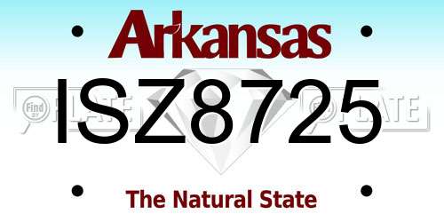 ISZ8725 Arkansas License Plate