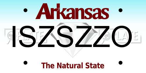 ISZSZZO Arkansas License Plate