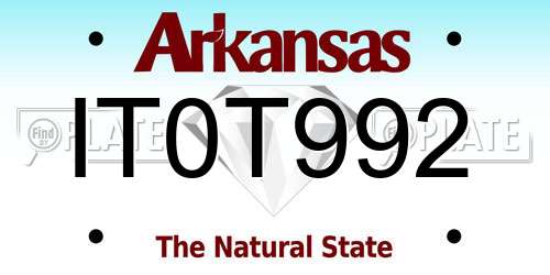 IT0T992 Arkansas License Plate