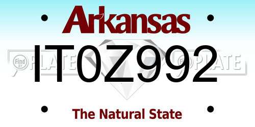 IT0Z992 Arkansas License Plate