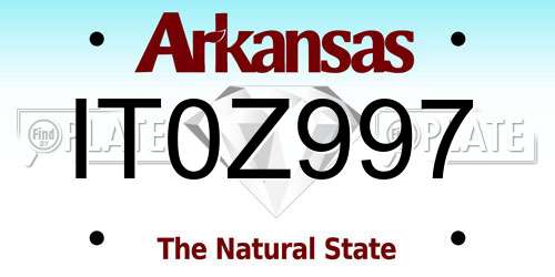 IT0Z997 Arkansas License Plate