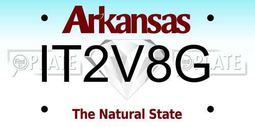 IT2V8G Arkansas License Plate