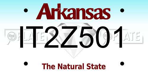 IT2Z501 Arkansas License Plate