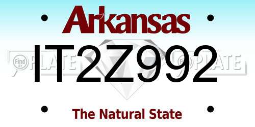 IT2Z992 Arkansas License Plate