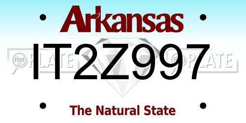 IT2Z997 Arkansas License Plate