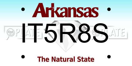 IT5R8S Arkansas License Plate