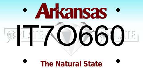 IT7O660 Arkansas License Plate