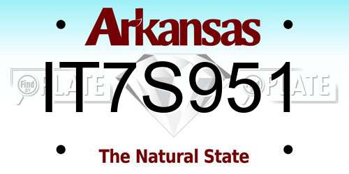IT7S951 Arkansas License Plate