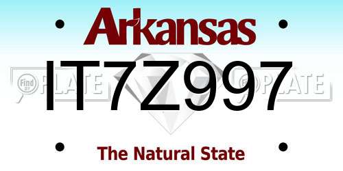 IT7Z997 Arkansas License Plate