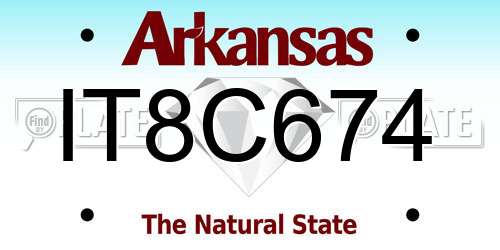 IT8C674 Arkansas License Plate
