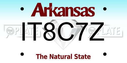 IT8C7Z Arkansas License Plate