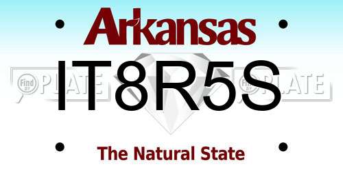 IT8R5S Arkansas License Plate